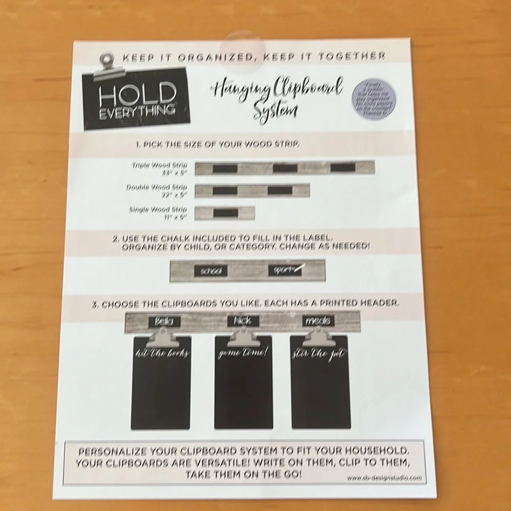 Hold Everything Hanging Clipboard System - “Where I’ll be, after 3” - Set of 3